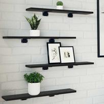 Knygų lentyna 4 pcs Juodas 60 x 10 x 1,5 cm Apdirbta mediena