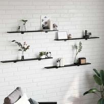 Knygų lentyna 4 pcs Juoda 100 x 10 x 1,5 cm Apdirbta mediena
