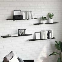 Knygų lentyna 4 pcs Juodas 100 x 20 x 1,5 cm Apdirbta mediena