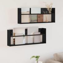 Žurnalų stovas su lentyna 2 pcs Juodas ąžuolas 80 x 12 x 30 cm