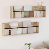 Žurnalų stovas su lentyna 2 pcs Sonoma ąžuolas 100 x 12 x 30 cm