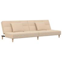 Dvivietė sofa-lova，Poilsio sofa su dvejomis pagalvėmis, kreminė, audinys CFE31011