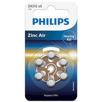 Philips Zinc Air, ZA312/PR41, 1.4 V, 6 vnt. - Elementai