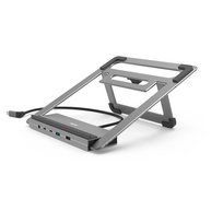 Hama Connect2Office Stand, USB-C dock, 12 lizdų, 100 W, pilkas - Nešiojamojo kompiuterio stovas/šakotuvas