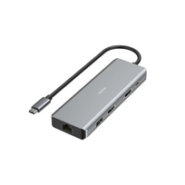 Hama CONNECT2Media, USB-C Hub, 9 lizdai, 100 W, pilkas - Nešiojamojo kompiuterio šakotuvas