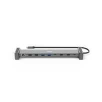 Hama Connect2Office Basic, USB-C Hub, 9 lizdai, 100 W, pilkas - Nešiojamojo kompiuterio šakotuvas