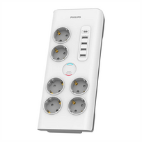Philips, 6 lizdai, USB-C, USB-A, 2 m, baltas - Šakotuvas
