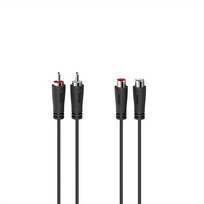Laidas Hama Audio Extension Cable, 2 RCA plugs - 2 RCA sockets, 1.5 m, black Prekė - 00205259