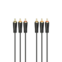 Laidas Hama Audio/Video Cable, 3 RCA - 3 RCA, gold-plated, 1.5 m, black Prekė - 00205150