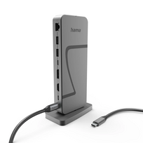 Hama Connect2Office Speed, USB-C, 10 lizdų, USB4, 140 W, pilkas - Nešiojamojo kompiuterio šakotuvas
