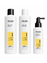 NIOXIN Šampūnas/kondicionierius (2x150 ml) ir nenuplaunama priemonė (50 ml) retėjantiems plaukams PRO CLINICAL SYSTEM 1