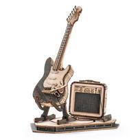Robotime ROKR Elektrinės gitaros 3D medinis dėlionė vaikams ir suaugusiems, konstruojamas kūrybinis žaislas, kalėdinė dovana