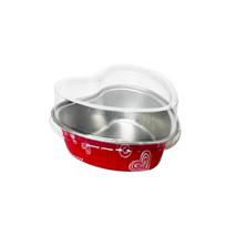 50Pcs Heart Shaped Cake Pan Valentine's Day  Aluminum Foil Cups With Lid Single Set One Size raudona
