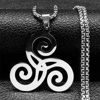 Gotikinė Triquetra Triskelion grandinėlė Nerūdijančio plieno keltų mazgo amuletis Airiški papuošalai Teen Wolf N8573S03 gray