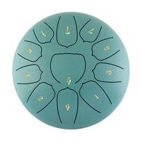 11 tonų Handpan būgnas su būgno plaktuku, pirštų antgaliais, perkusija, 6 colių plieninis liežuvinis būgnas, įrankis meditacijai, jogai, 10 spalvų ežero mėlyna spalva