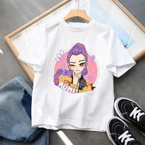KPop Demon Hunters Girls' Summer Casual Tops Kids Child T-shirt Anime Character Print Short Sleeve Tees 110