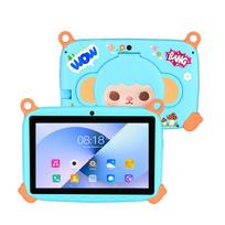 Kids 7 Inch Tablet with Cartoon Monkey Pattern 4GB RAM 64GB ROM Android 13 Google Certified Learning Education Games Standard Tab mėlyna