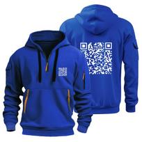 Madingas QR Kodo Hoodie: Vyriška pliušinė džemperio striukė XL