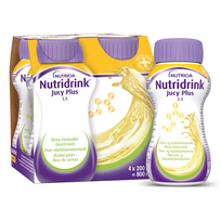 NUTRIDRINK JUCY PLUS, kriaušės ir šeivamedžio žiedų skonio, 4x200ml, 4 vnt.