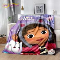 Animacinis mielas Gabby namelis Mergaitės minkštas flanelinis pledas lovai miegamajam sofai piknikui, Mesti pledą vaikams lauke laisvalaikiui dovana 75x90cm