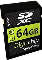 "Digi Chip" 64GB SDXC 10 klasės atminties kortelė, skirta Nikon D3100 ir Nikon D3400 skaitmeniniams veidrodiniams fotoaparatams