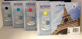 "Epson" 4X originalios T7021 T7022 T7023 T7024 XL Eifelio bokšto rašalo kasetės, skirtos "Workforce Pro WP4015", WP4025, WP4095, WP4515, WP4525, WP4535, WP4545, WP4545, WP4595