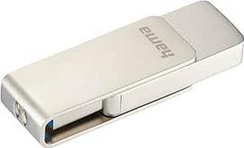 "Hama" USB atmintinė, 64GB, USB 3.0 (atmintinė, USB atmintinė 3.0, USB atmintinė 64GB, duomenų saugykla, USB A, maža, ypač greita, 70MB/s, sukiojimo mechanizmas, ąselė, skirta naudoti kaip raktų pakabukas) Sidabrinė