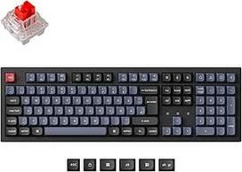"Keychron K10 Pro QMK/VIA" belaidė mechaninė klaviatūra, 108 klavišų DE-ISO išdėstymo programuojama klaviatūra, "Bluetooth/USB-C", RGB, "Hot-Swap", "Hot-Swap", PBT klavišų dangteliai, skirta "Windows Mac" (raudonas jungiklis)