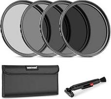 "Neewer" 82 mm ND objektyvo filtrų rinkinys: ND2, ND4, ND8, ND16, objektyvo valymo rašiklis, filtro krepšys, neutralaus tankio filtras ir priedų rinkinys, suderinamas su "Canon", "Nikon", "Sony", "Panasonic", DSLR fotoaparatais su