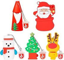 5 pakuotės USB atmintinių Kalėdų stiliaus 16GB naujametinės dovanos šeimai ir draugams, "BorlterClamp Memory Stick USB 2.0 Flash Drive of Santa Claus Christmas Tree Snowman Style