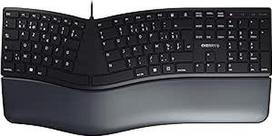 CHERRY KC 4500 Ergo, ergonomiška klaviatūra, belgų išdėstymas (AZERTY), laidinė, atminties putų riešo atrama, išlenkta klaviatūra, juoda