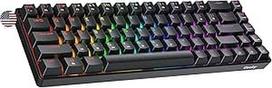 Geeky GK65 65% | Greitai keičiama mechaninė žaidimų klaviatūra | 68 klavišai su įvairiaspalviu RGB LED apšvietimu kompiuteriams ir Mac žaidėjams| ANSI JAV amerikietiškas išdėstymas (juoda, mechaninė geltonos spalvos)
