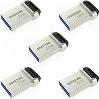 GIGASTONE 32GB "Nano" atmintinė (5 vnt.) Z90 USB 3.2 Gen 1, 100MB/s itin greita, mini, metalinis dizainas, duomenų saugykla, atsarginė kopija, skirta kompiuteriui, kompiuteriui, televizoriui ir automobiliui, suderinama su USB 2.0/3.0/3.1