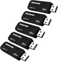Gigastone Z30 16GB 5 pakuotės USB 3.0 atmintinė su dideliu greičiu, patikimu veikimu, ištraukiamu raktu, idealiai tinkančiu "Mac" kompiuteriui, USB atmintinės mini, atsparios vandeniui ir patvarios, be dangtelio