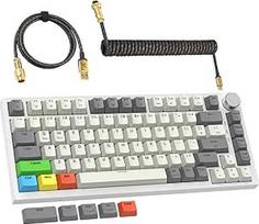 LexonElec x Attack Shark K85 magnetinio jungiklio mechaninė klaviatūra, greitas paleidimas, debesų tvarkyklė, "Lightsync" RGB apšvietimas, QWERTY tarpinė 75 % žaidimų klaviatūra su mygtukais ir spiraliniu USB C kabeliu, skirta Win/Mac, pilka