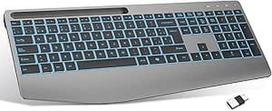 TECURS Ergonomiška belaidė klaviatūra su riešo atrama, belaidė klaviatūra 2.4G tyliai įkraunama apšviečiama kompiuterio klaviatūra "Windows