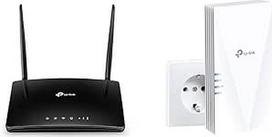 TP-Link TL-MR6400 LTE maršrutizatorius ir "RE500X WiFi" 6 WLAN stiprintuvas AX1500 (dviejų dažnių 1200MBit/s 5GHz + 300MBit/s 2