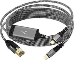 USB-C+100W PD-Ethernet adapteris (3 metrai), 1Gbps Gigabit Type C to RJ45 LAN tinklo adapteris su maitinimo šaltiniu - suderinamas su nešiojamaisiais kompiuteriais, MacBook Pro/Air, Dell XPS, iPad Pro, iPhone15/16/17