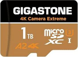 [5 metų nemokamas duomenų atkūrimas] GIGASTONE 1TB Micro SD kortelė, "Camera Extreme MAX", iki 160/140MB/s, MicroSDXC atminties kortelė DJI, "Gopro", "Insta360", "Dashcam", 4K vaizdo įrašas, UHS-I A2 V30 U3 su adapteriu