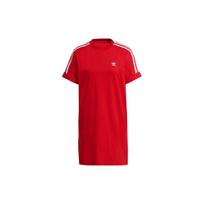 Adidas Originals Trefoil Suknelė-Marškinėliai Laisvalaikio Sportinė Laisva Dryžuota Kvėpuojanti Apvalia Kaklo Trumpomis Rankovėmis Suknelė Moteriškos Suknelės Šviesiai Raudona GN2778 32
