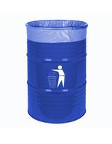 Lauko šiukšliadėžė, patvari plieninė šiukšliadėžė, 200L BARREL - mėlyna