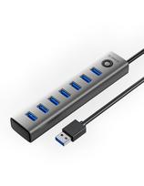 Hub CL7U-U3 skirstytuvas 7x USB-A USB-C 5V 3A 1m - pilka