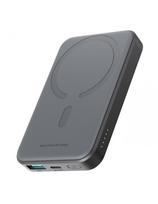 5000mAh USB-A USB-C 20W indukcinė išorinė baterija su USB-C laidu – juoda