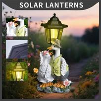Resin Couple Sculpture Crafts Ornaments Courtyard Garden Night Light Villa Corridor Decoration One Size