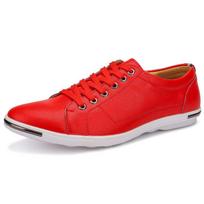 Madingi didelio dydžio odiniai vyriški batai Aukštos kokybės balti laisvalaikio batai Kvėpuojantys klasikiniai raišteliais užsegami sportbačiai Zapatillas De Hombre 38 raudona