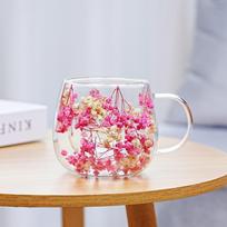Stiklinis dvigubos sienelės puodelis su rankena One Size