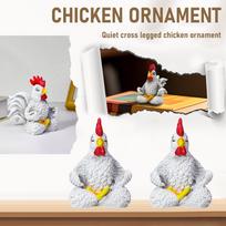 Resin Chicken Figurine, Gift For Women - Yoga Rooster, Suitable For Home Desktop Meditation Room Decoration, A Unique Gift For Chicken Lovers One Size