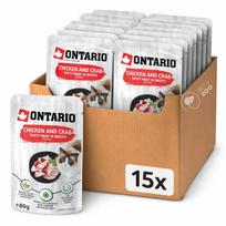ONTARIO Chicken & Crab konservai katėms su vištiena ir menke sultinyje 80g x15vnt.