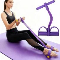 Pasipriešinimo gumos su pedalais 6 vamzdeliai Elastingas Natūralaus latekso tempimo lynas Fitneso gumos kojoms, rankoms, pilvui, juosmeniui Tempimui, pratimams, treniruotėms violetinė