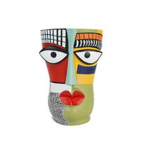 -Inspired Abstract Face Flower Pot - Brutalism Planter With Sculptural Art For Home Decor & Planting One Size armijos žalia spalva